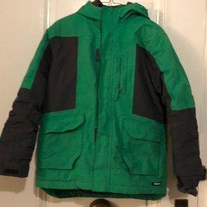 Boys large 14-16  green fleece lined jacket.